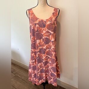 iCantoo Sea Shell Pattern Dress Peach Blue Summer Sleevless Beach Cover Vintage